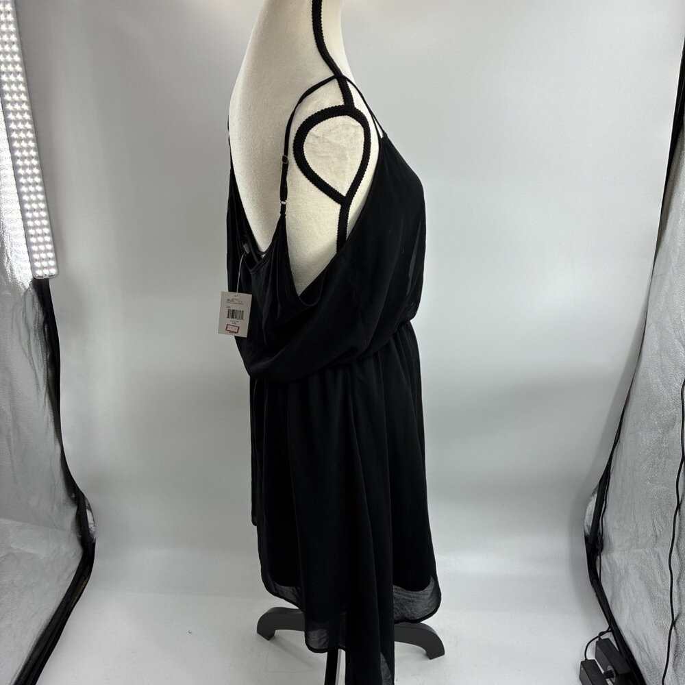 Guess Womens L Black Chiffon Dress Sleeveless Strappy Asymmetrical Hem - Picture 5 of 11